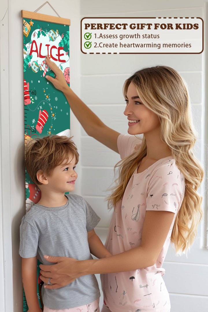 Personalised Santa Claus Hanging Canvas Height Ruler
