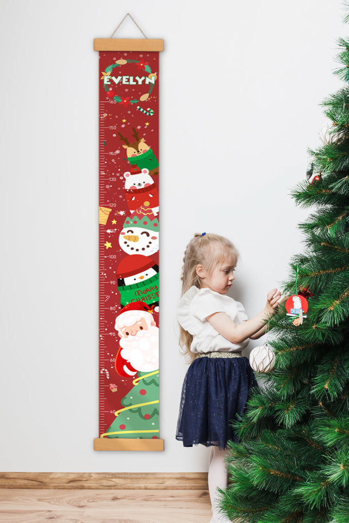 Personalised Christmas Hanging Canvas Height Ruler