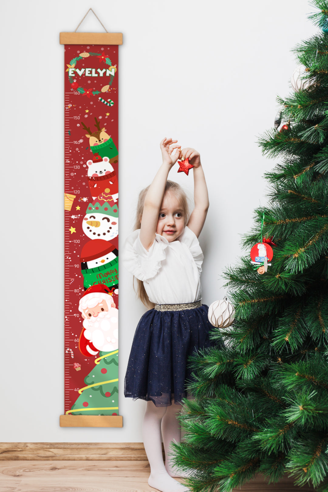 Personalised Christmas Hanging Canvas Height Ruler