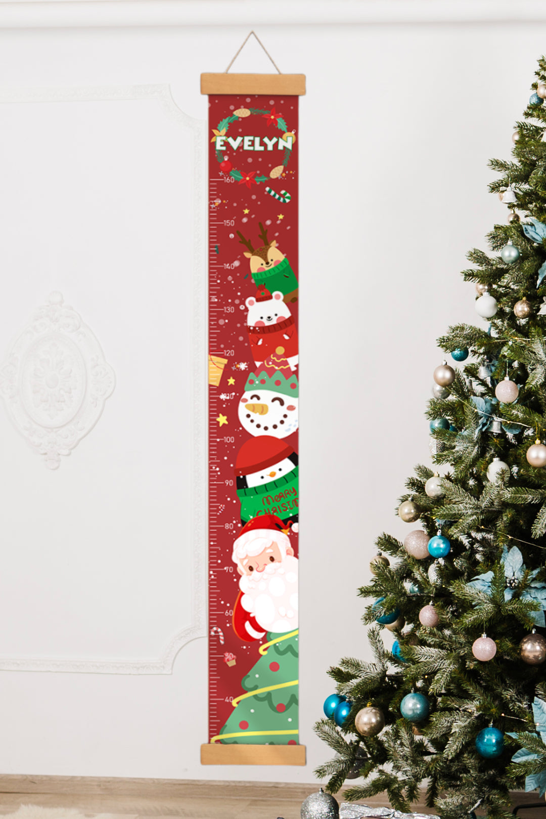 Personalised Christmas Hanging Canvas Height Ruler