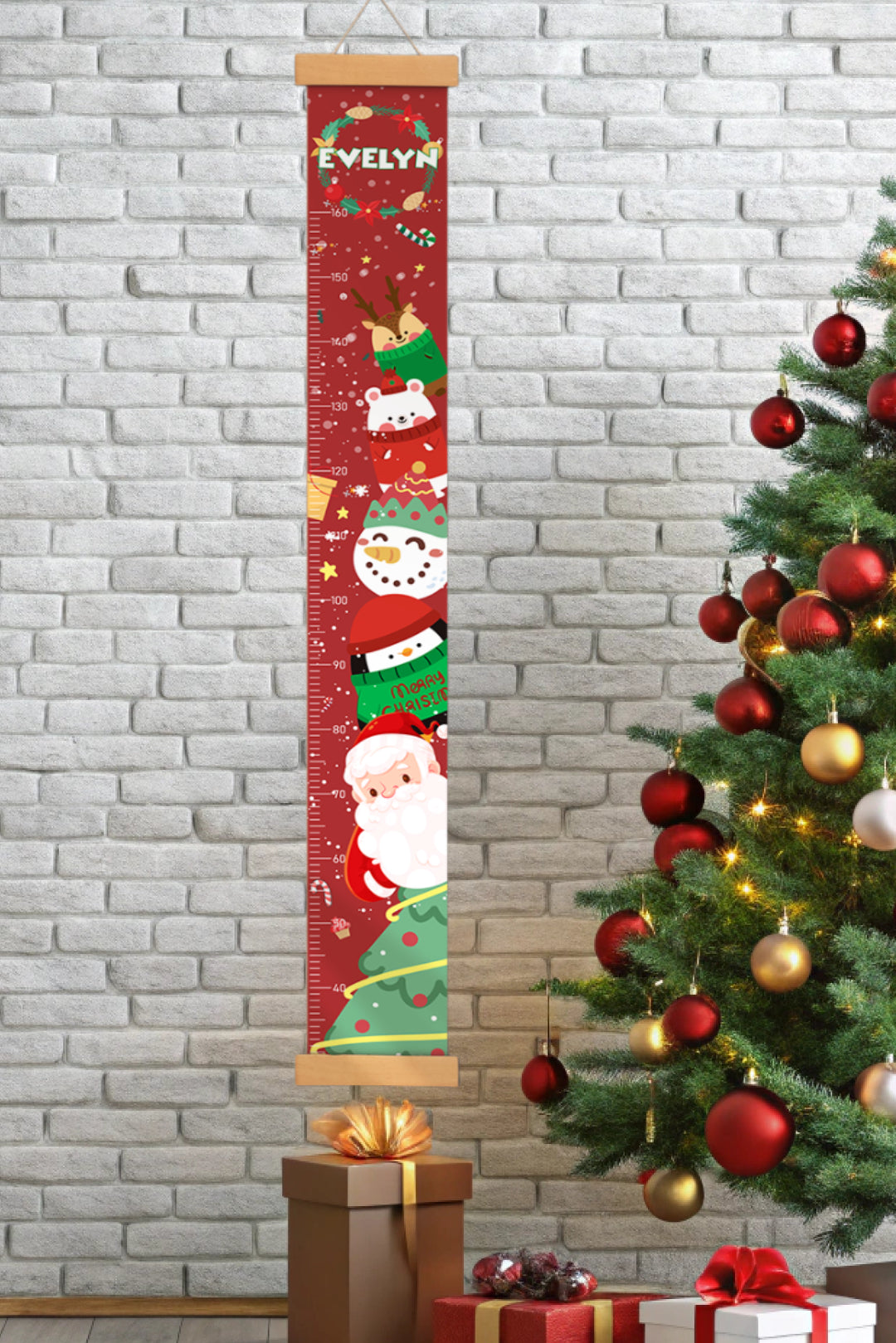 Personalised Christmas Hanging Canvas Height Ruler