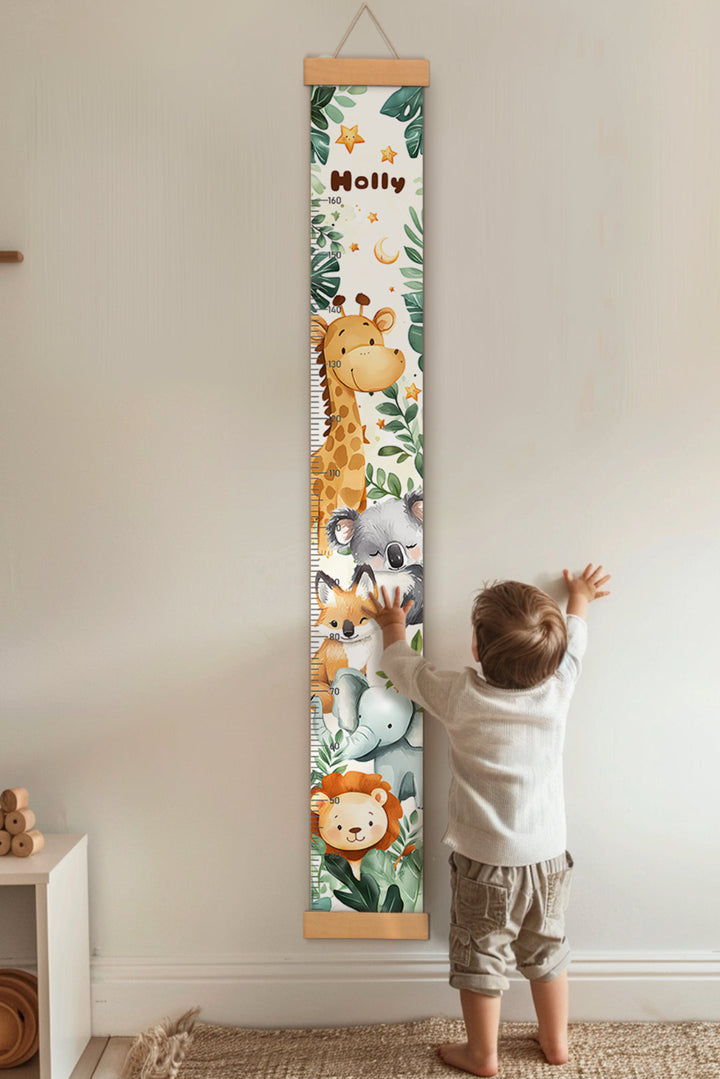 Personalised Forest Theme Hanging Canvas Height Ruler