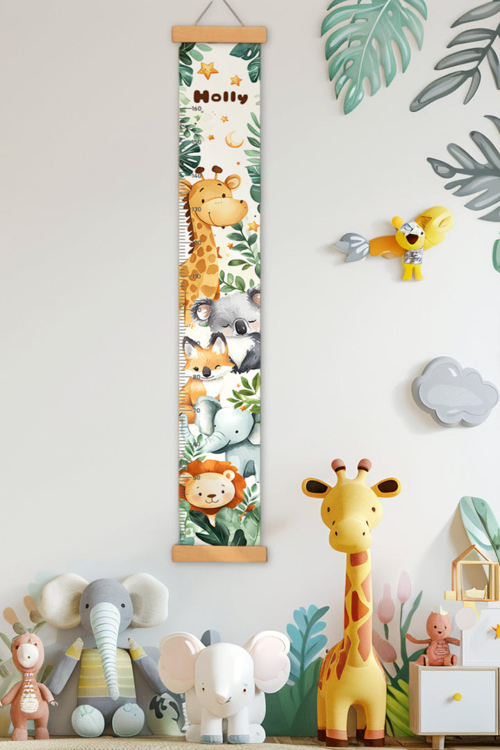 Personalised Forest Theme Hanging Canvas Height Ruler