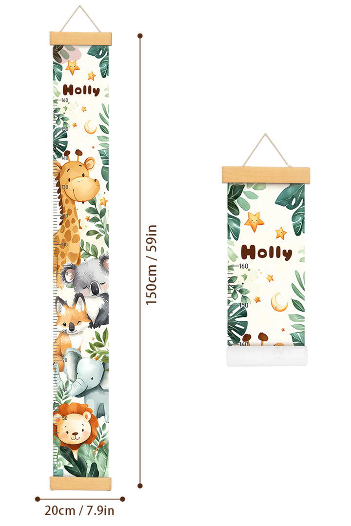 Personalised Forest Theme Hanging Canvas Height Ruler