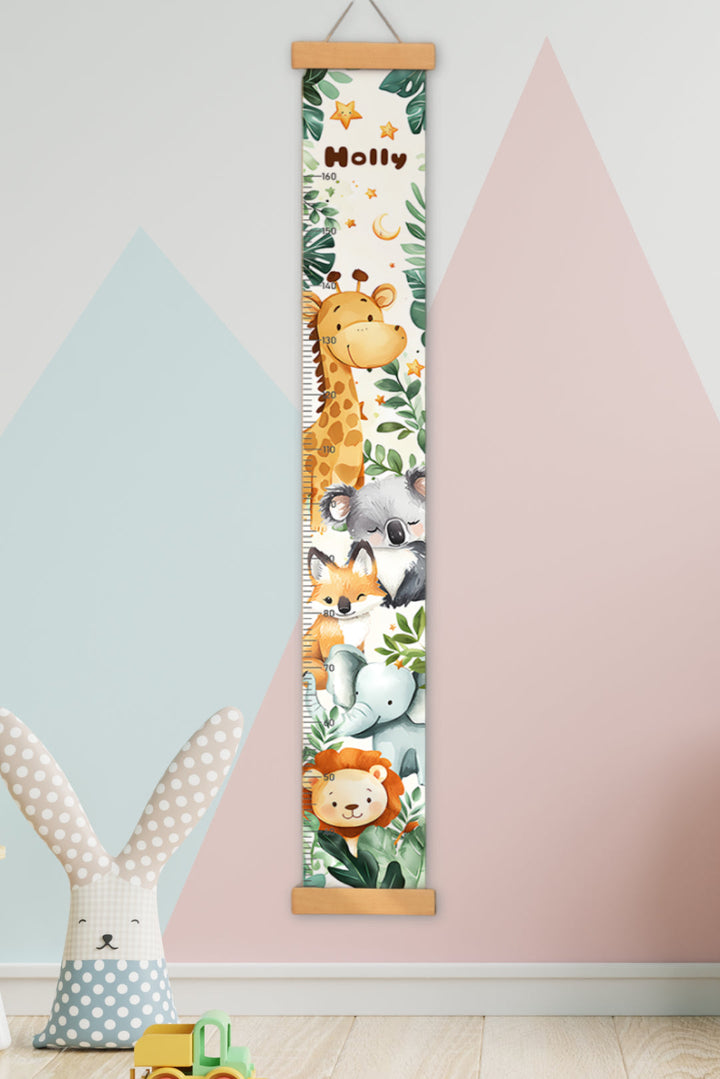 Personalised Forest Theme Hanging Canvas Height Ruler