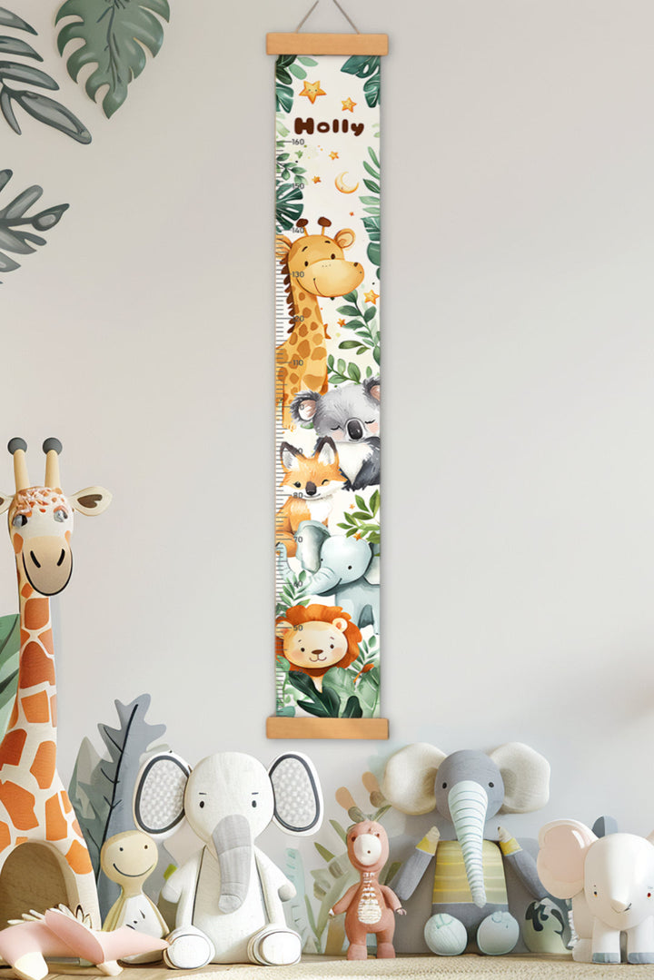 Personalised Forest Theme Hanging Canvas Height Ruler