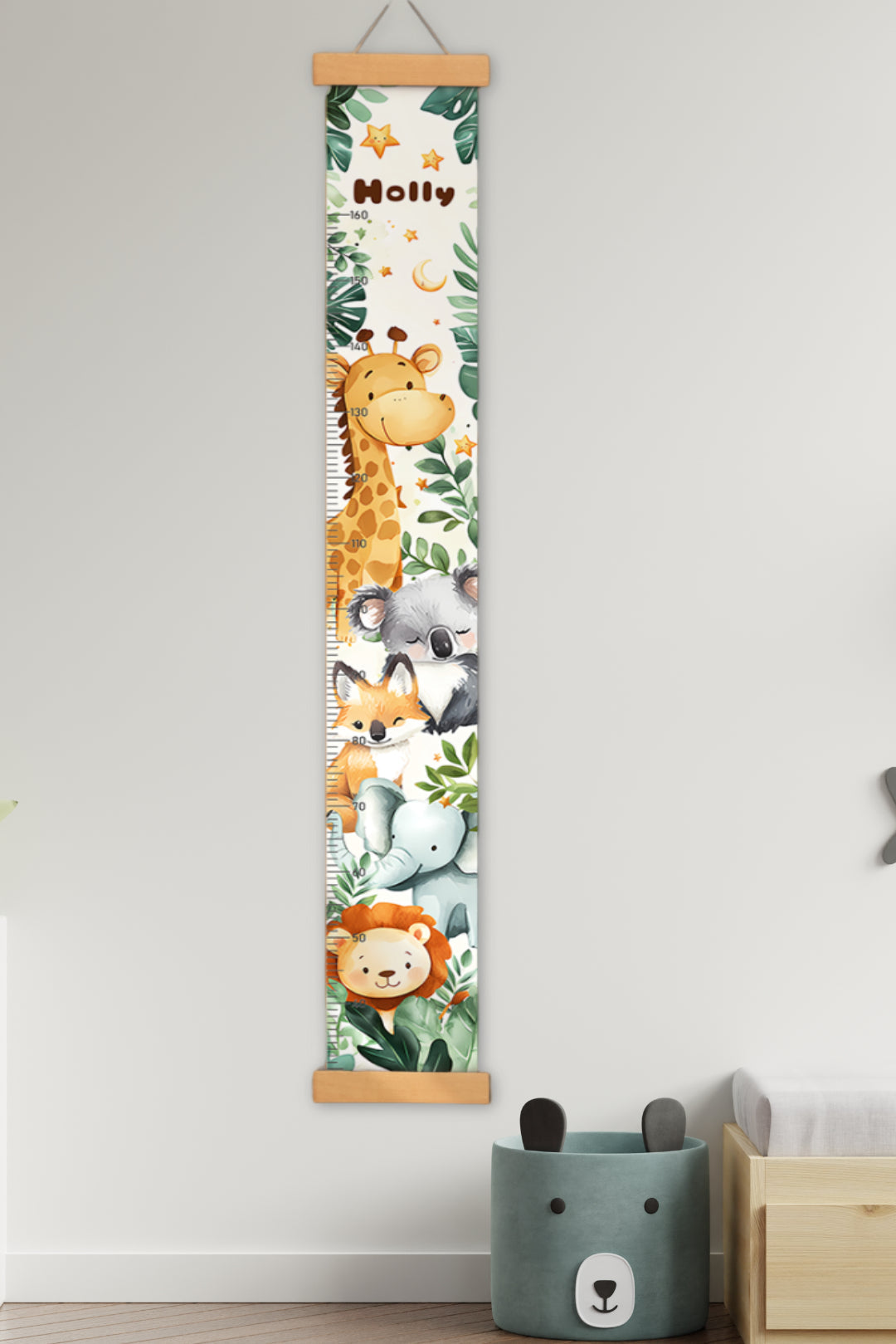 Personalised Forest Theme Hanging Canvas Height Ruler