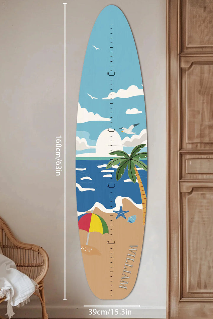 Personalized Wooden Surfboard Growth Chart Ruler