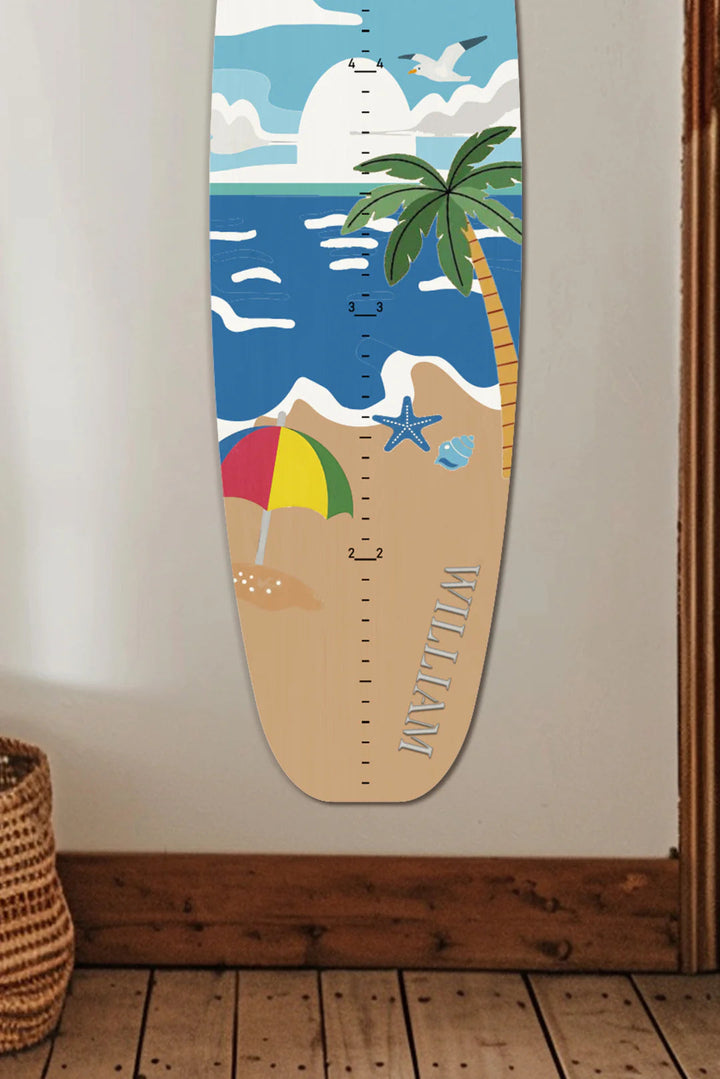 Personalized Wooden Surfboard Growth Chart Ruler