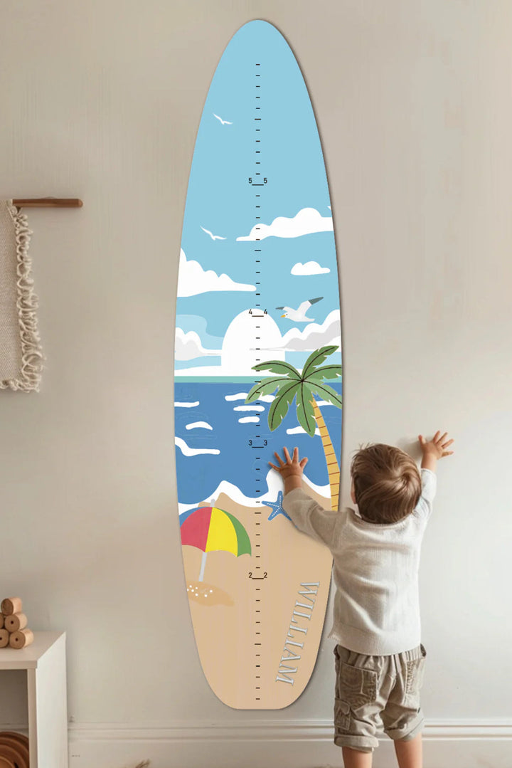 Personalized Wooden Surfboard Growth Chart Ruler