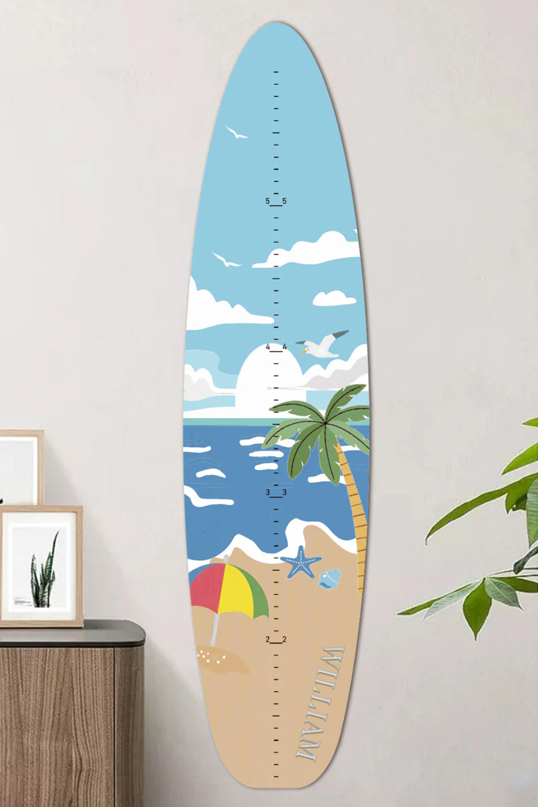 Personalized Wooden Surfboard Growth Chart Ruler