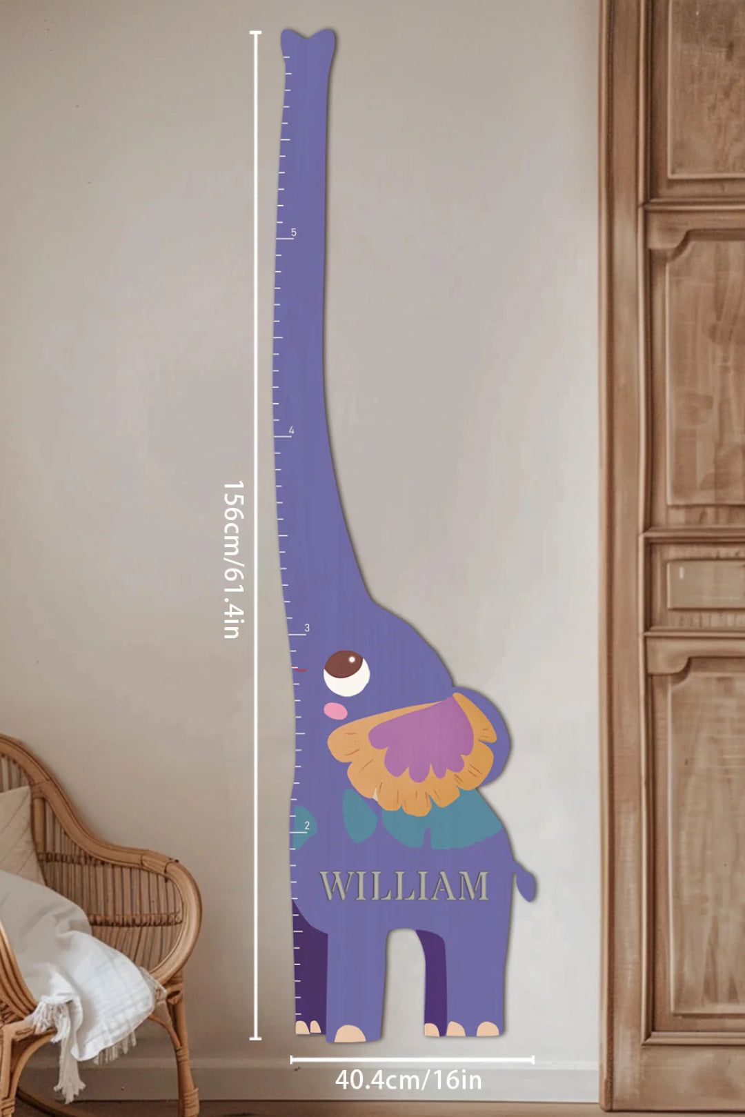 Personalized Wooden Elephant Growth Chart Ruler