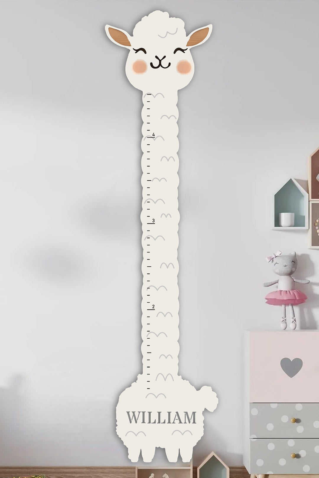 Personalized Wooden Llama Growth Chart Ruler