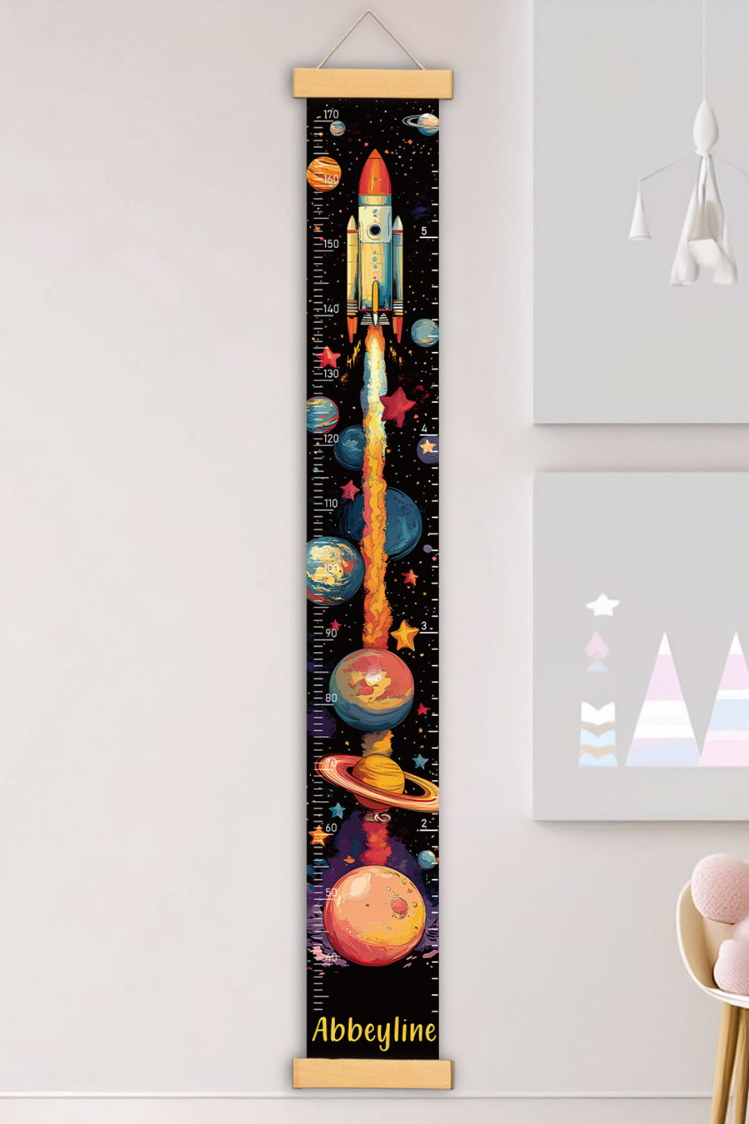 Personalised Space Rocket Hanging Canvas Height Ruler – UK.Woodemon