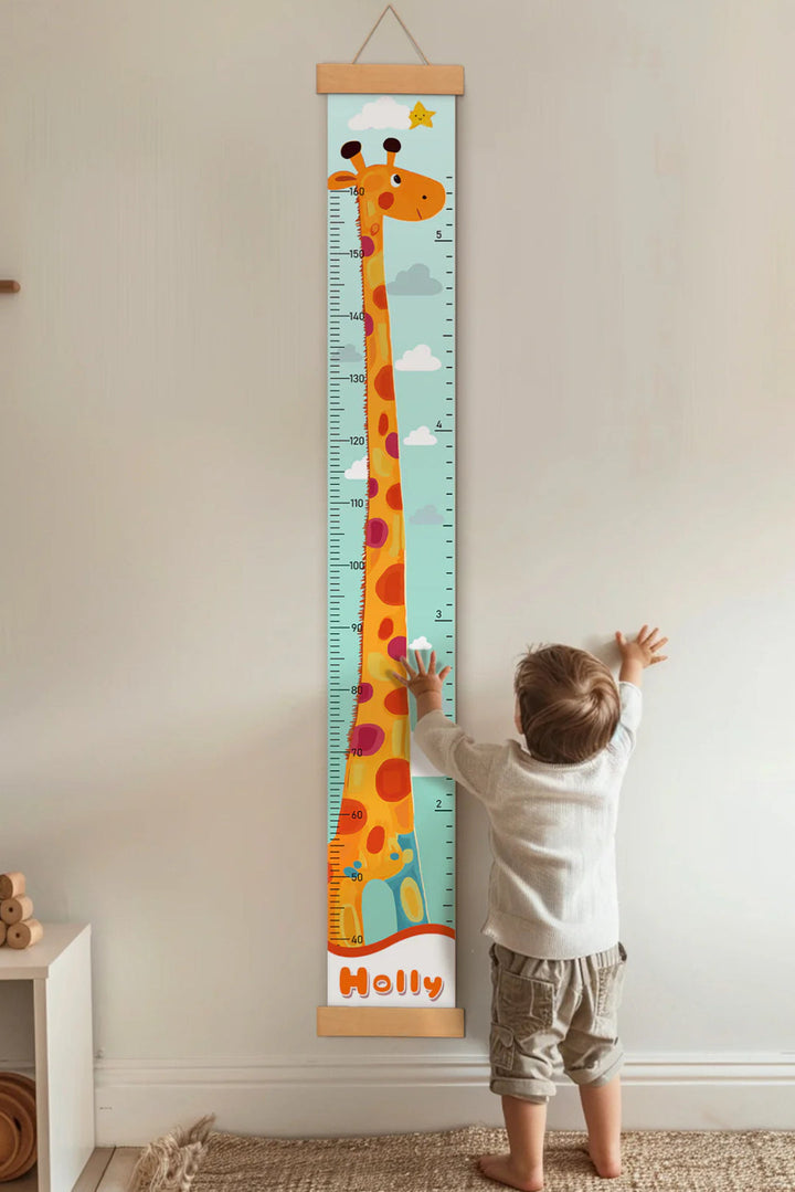 Personalized Giraffe Growth Hanging Canvas Height Ruler