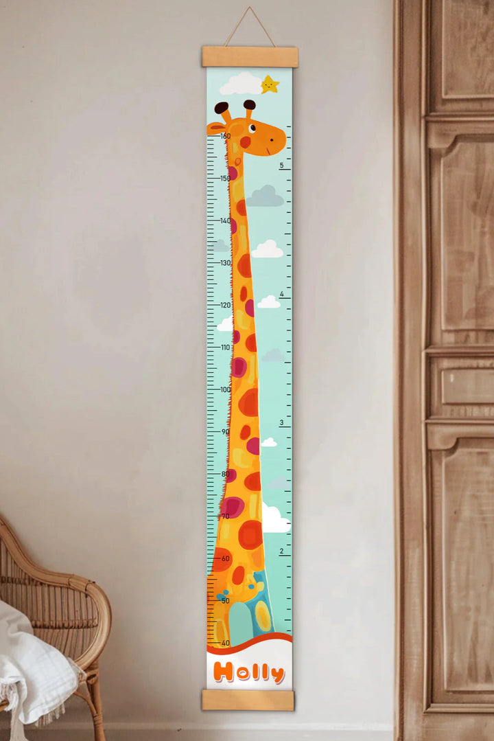 Personalized Giraffe Growth Hanging Canvas Height Ruler