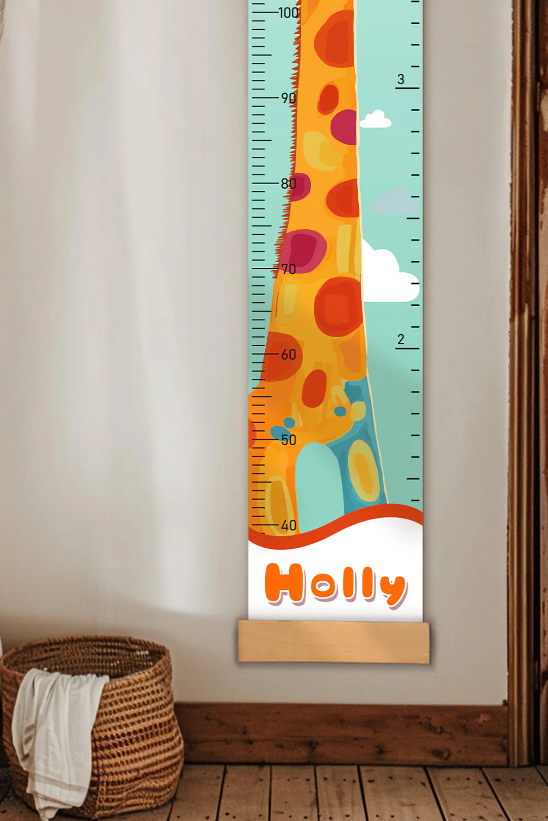 Personalized Giraffe Growth Hanging Canvas Height Ruler