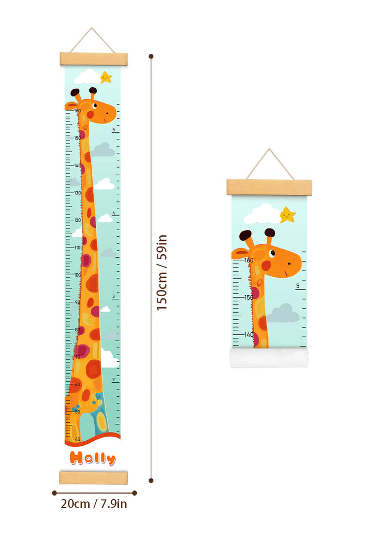 Personalized Giraffe Growth Hanging Canvas Height Ruler