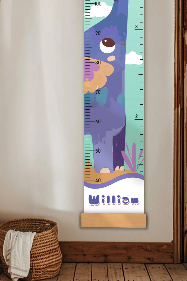 Personalized Elephant Growth Hanging Canvas Height Ruler