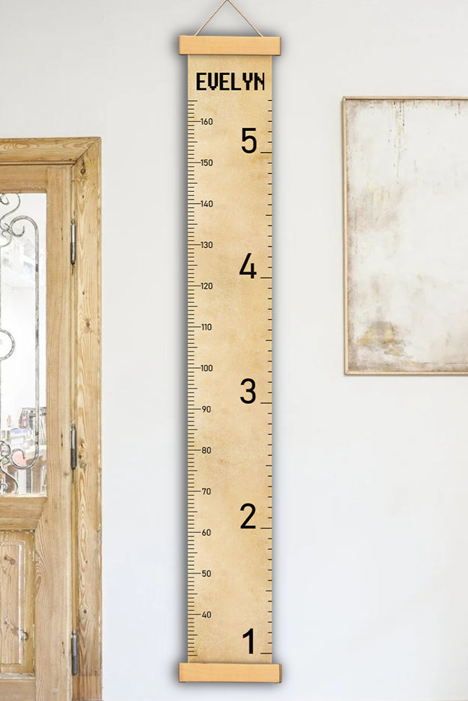 Personalised Vintage Style Hanging Canvas Height Ruler