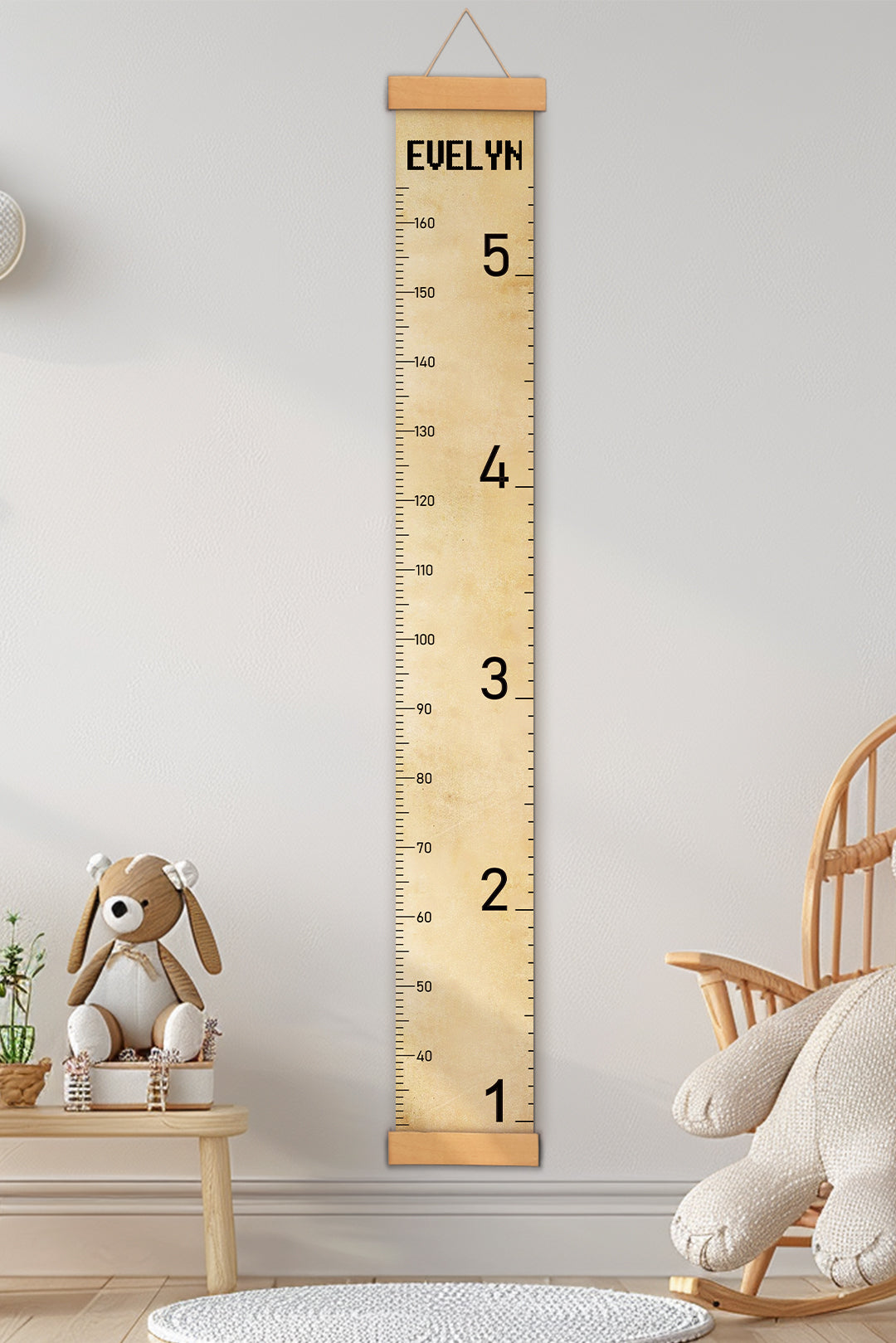 Personalised Vintage Style Hanging Canvas Height Ruler
