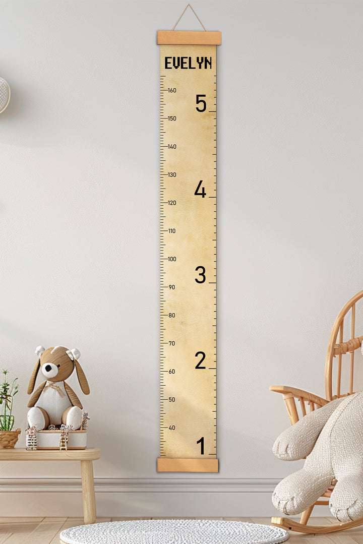 Personalised Vintage Style Hanging Canvas Height Ruler