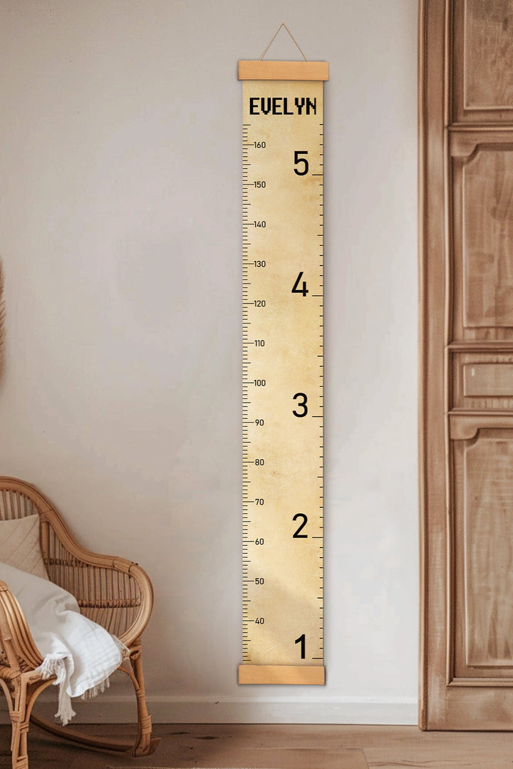 Personalised Vintage Style Hanging Canvas Height Ruler