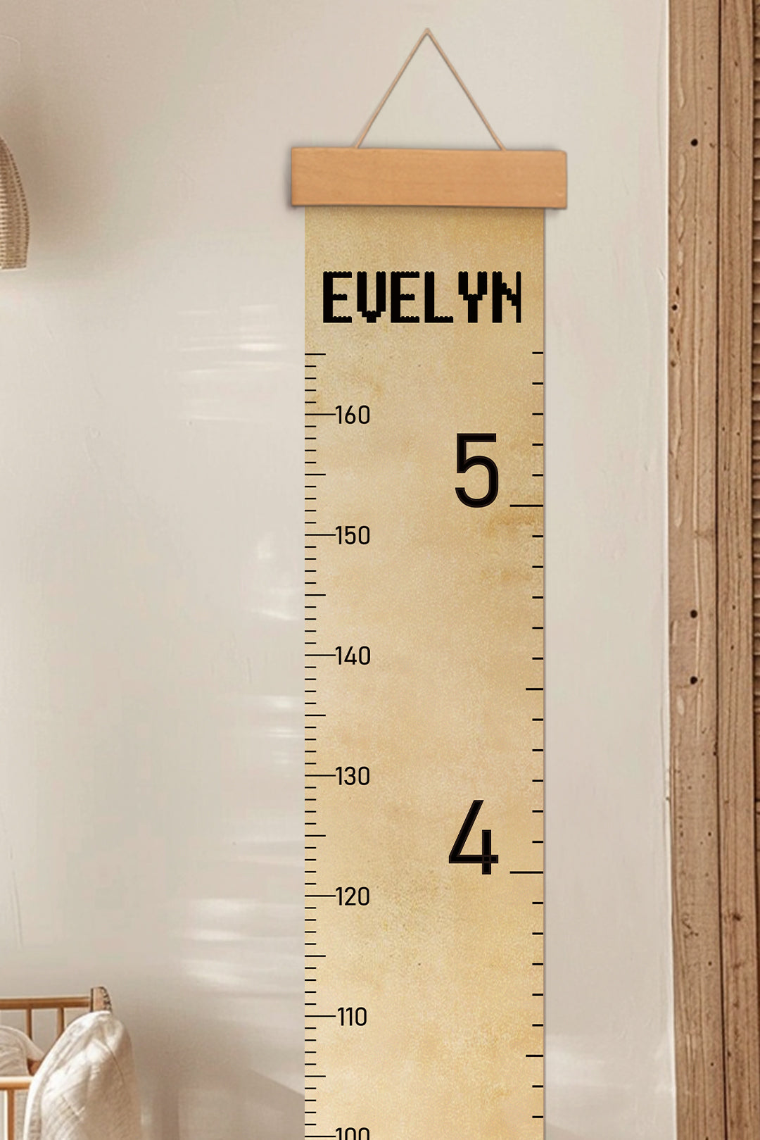 Personalised Vintage Style Hanging Canvas Height Ruler