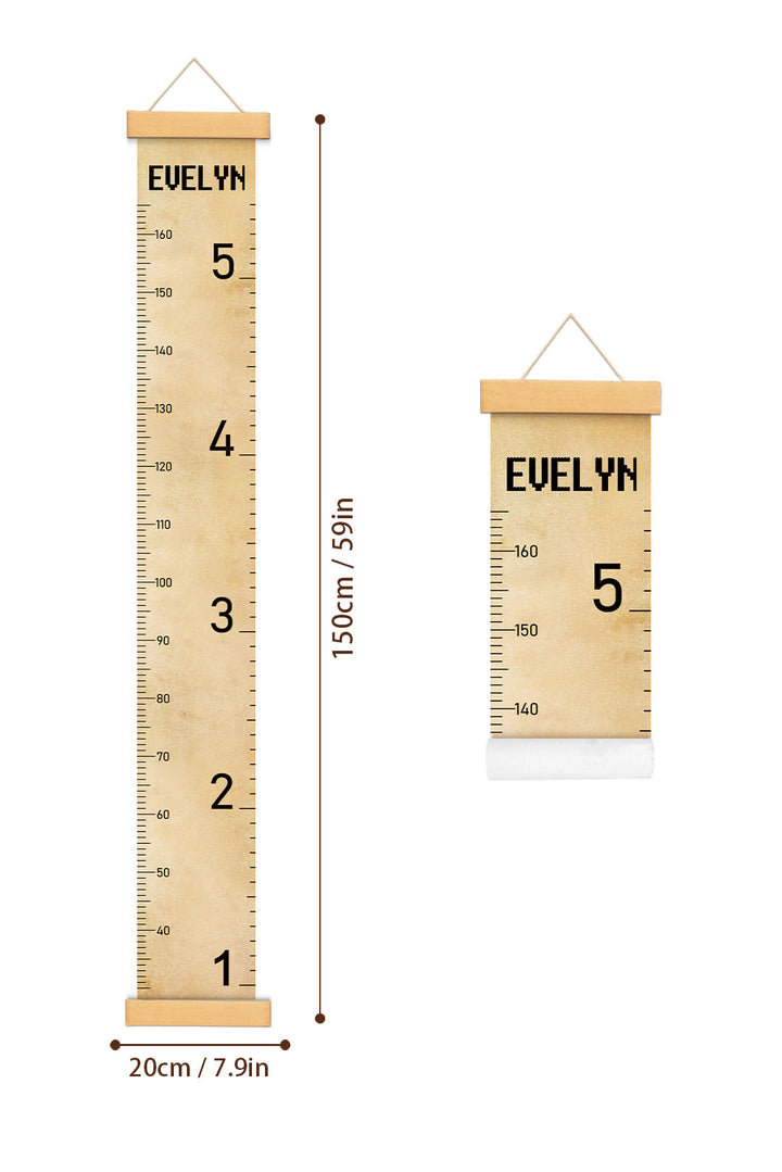 Personalised Vintage Style Hanging Canvas Height Ruler