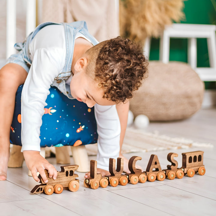 Personalised Wooden Train Set With Name