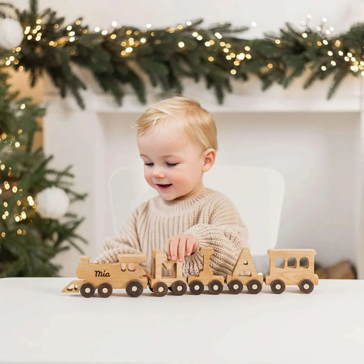 Personalised Wooden Train Set With Name