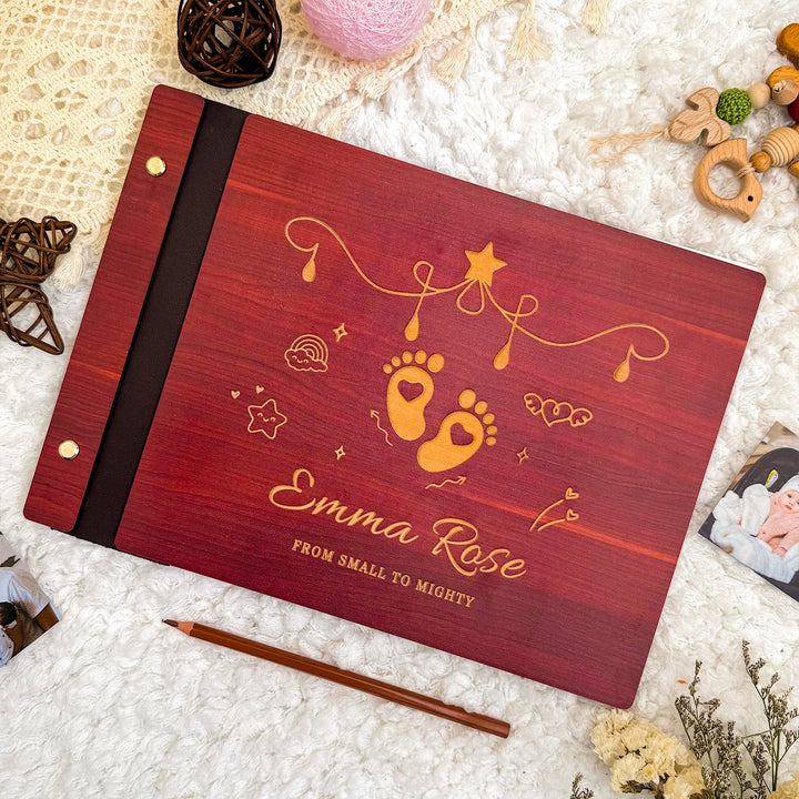 Personalized Baby Photo Album – Custom Wooden Cover with Baby’s Name