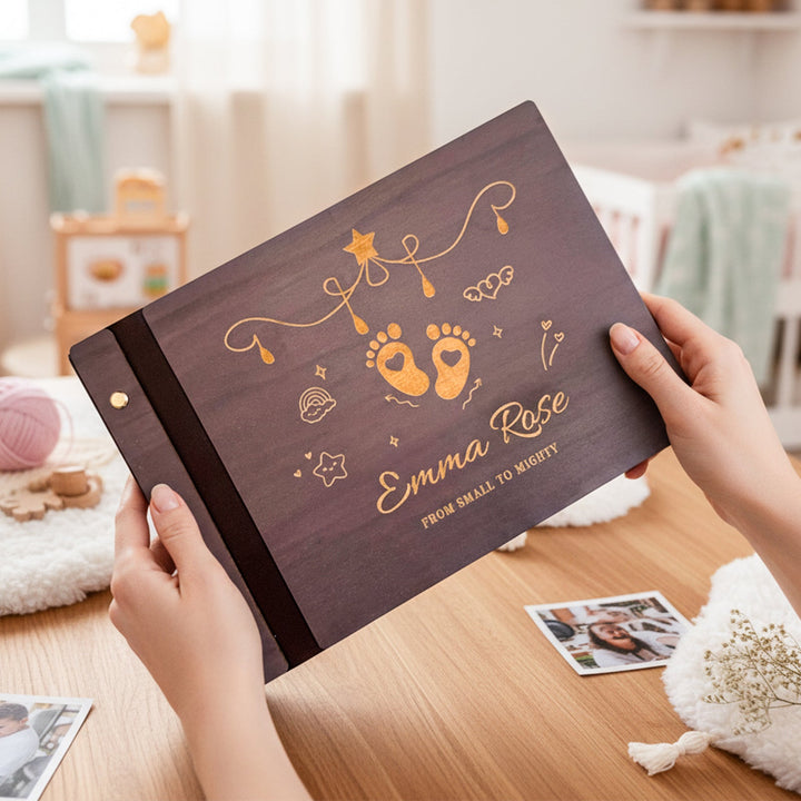Personalized Baby Photo Album – Custom Wooden Cover with Baby’s Name
