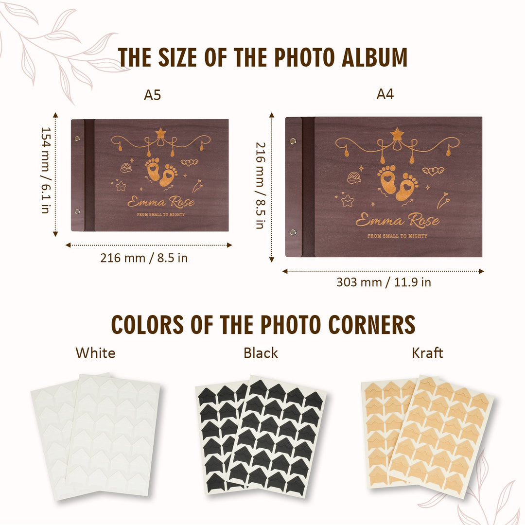 Personalized Baby Photo Album – Custom Wooden Cover with Baby’s Name