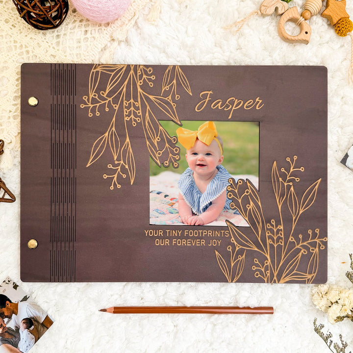 Personalized Baby Photo Album – Custom Wooden Cover with Baby’s Name