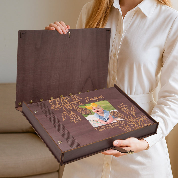 Personalized Baby Photo Album – Custom Wooden Cover with Baby’s Name
