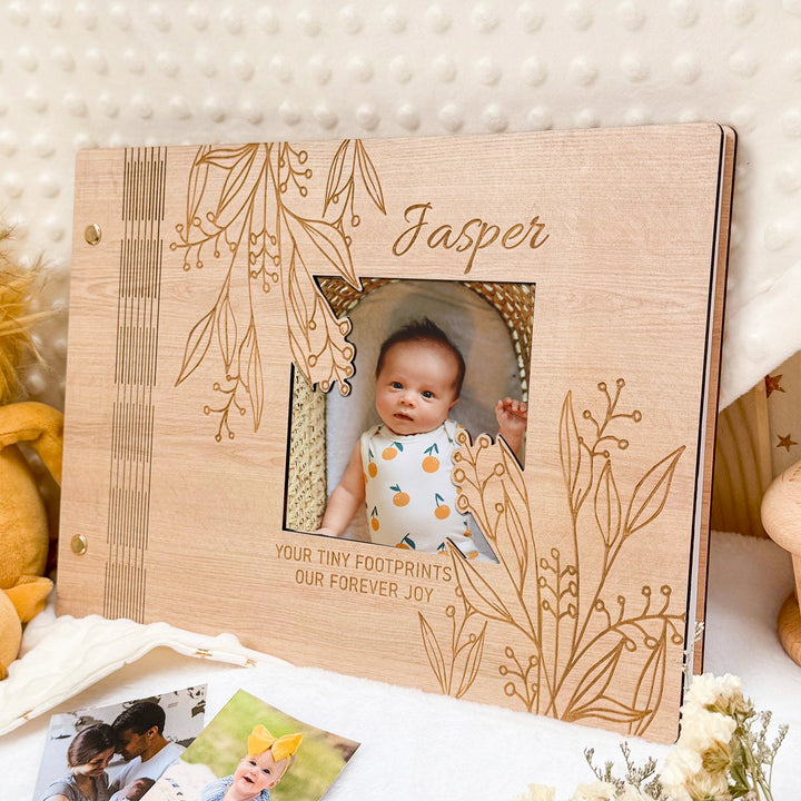 Personalized Baby Photo Album – Custom Wooden Cover with Baby’s Name