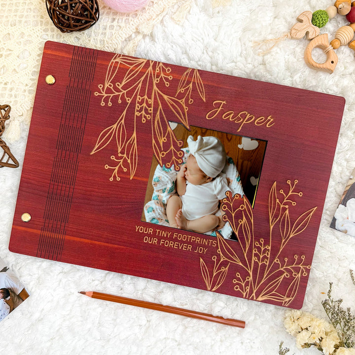 Personalized Baby Photo Album – Custom Wooden Cover with Baby’s Name