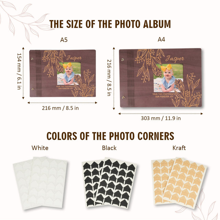 Personalized Baby Photo Album – Custom Wooden Cover with Baby’s Name