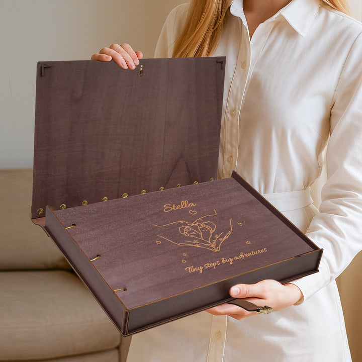 Personalized Wooden Baby Photo Album – Engraved with Baby’s Name