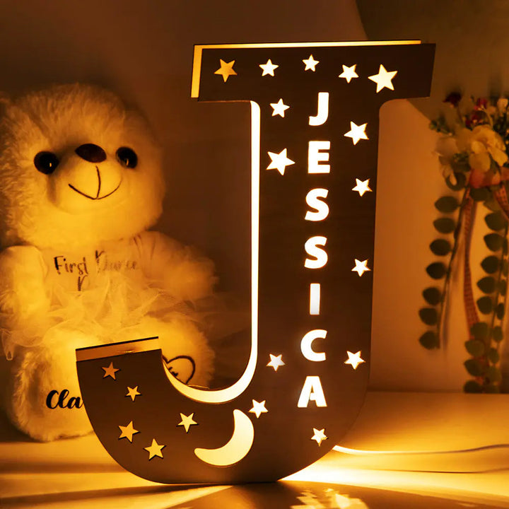 Personalised Wooden Letter Night Light With Name