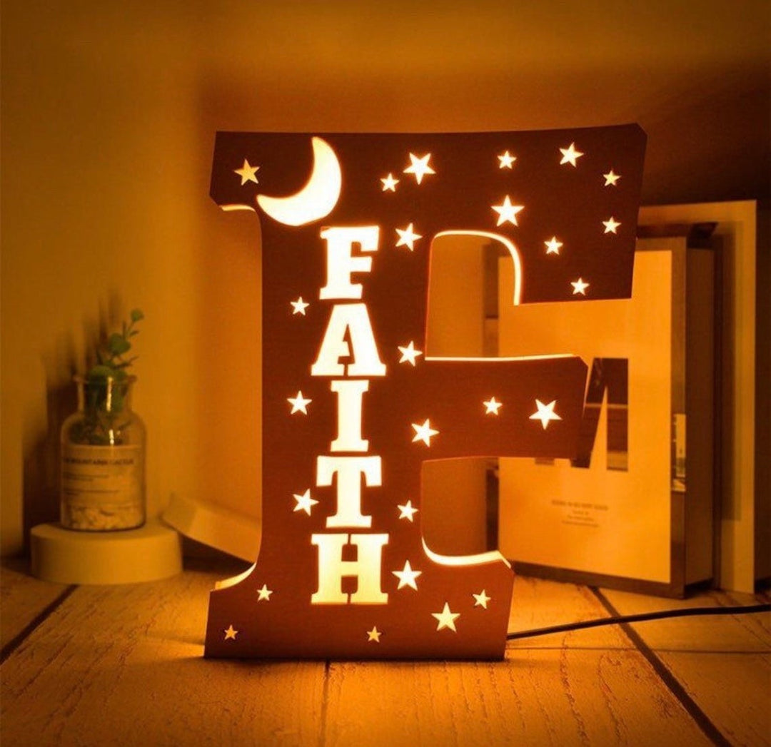Personalised Wooden Letter Night Light With Name