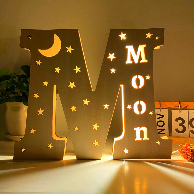 Personalised Wooden Letter Night Light With Name