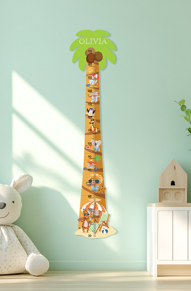 Personalised Wooden Palm Tree Adventure Growth Chart