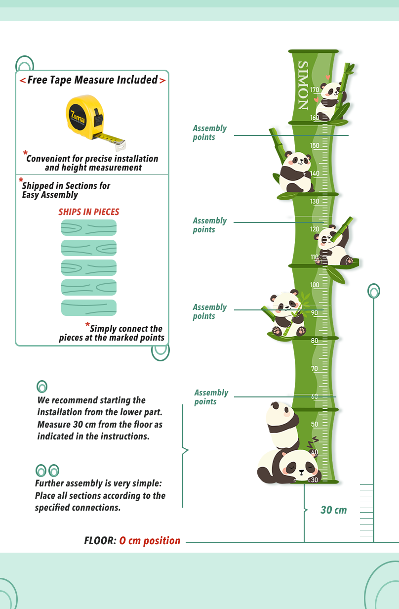 Personalised Wooden Panda Bamboo Growth Chart