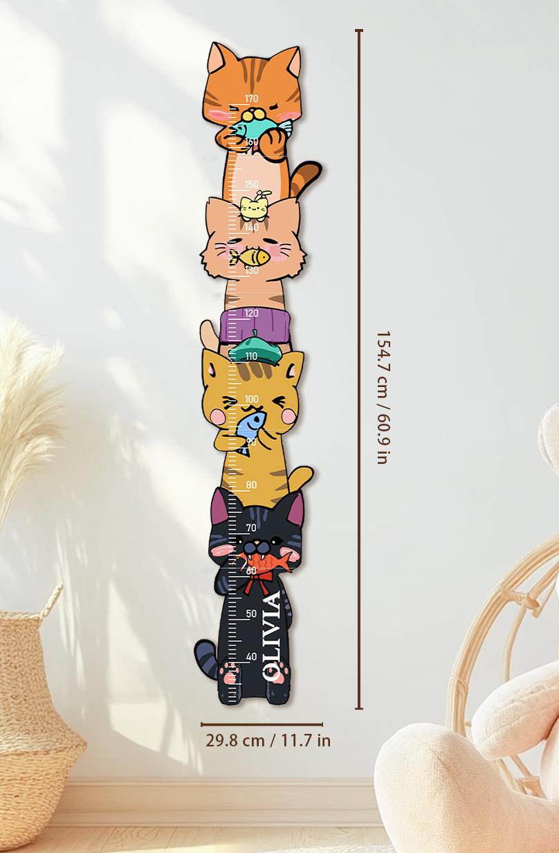 Personalised Wooden Stacked Cats Growth Chart
