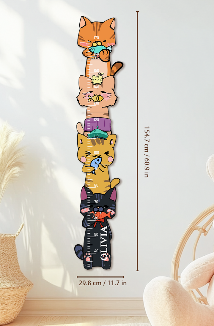 Personalised Wooden Stacked Cats Growth Chart