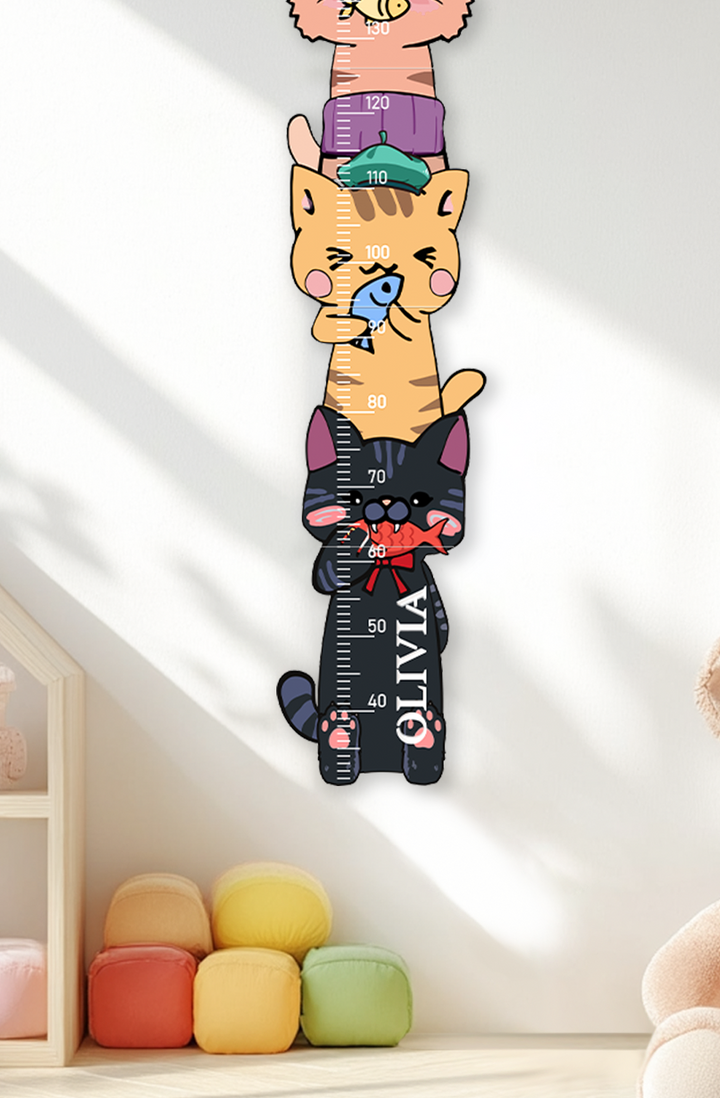 Personalised Wooden Stacked Cats Growth Chart