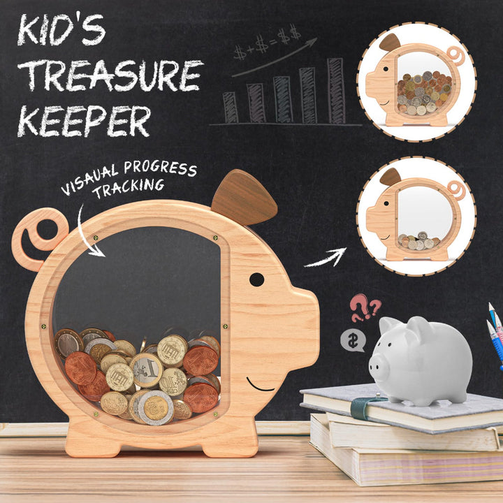 Personalized Wooden Pig Piggy Bank for Kids