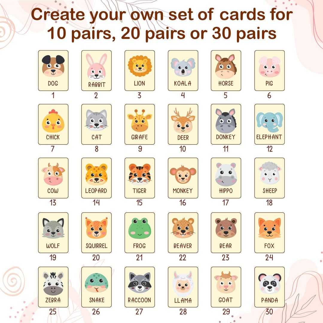 Personalized Wooden Animal Memory Matching Game for Kids Woodemon